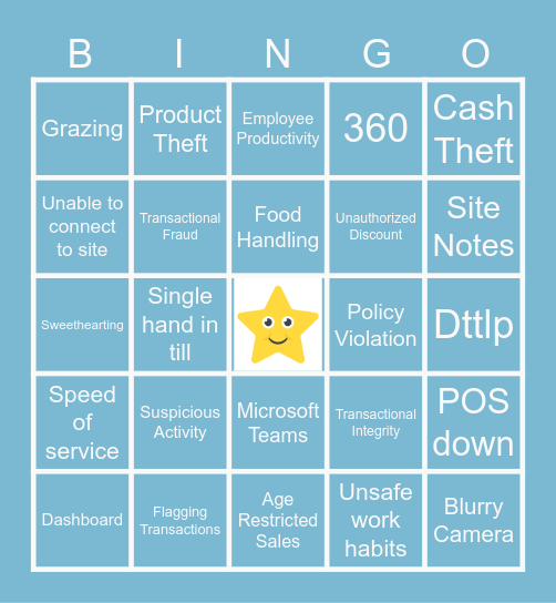 Loss Prevention Bingo Card