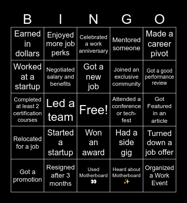 2023 Career Bingo Card