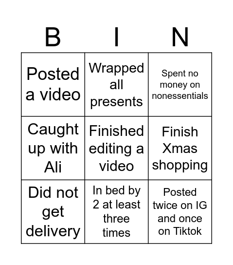 Untitled Bingo Card