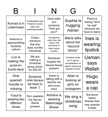 Last Bingo :'( Bingo Card