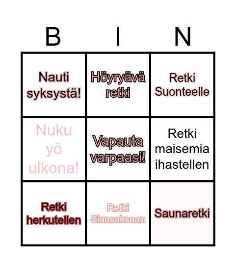 Sannan retkibingo 2024 Bingo Card