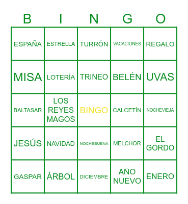 BINGO NAVIDAD Bingo Card