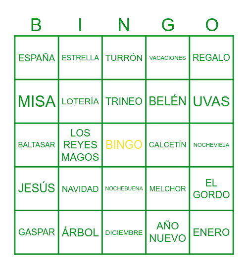 BINGO NAVIDAD Bingo Card
