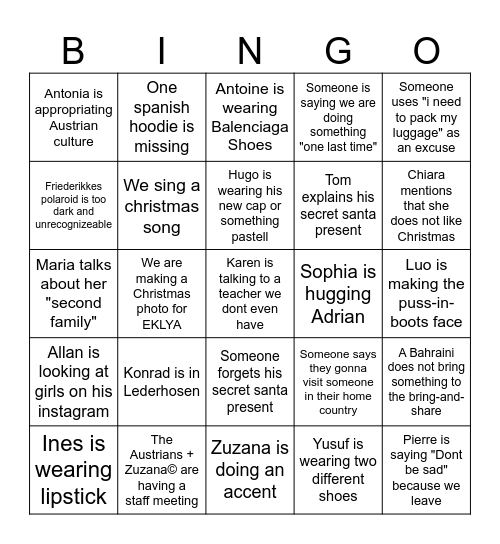 Last Bingo :'( Bingo Card
