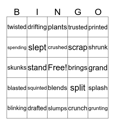 Unit 10 Real Words Bingo Card