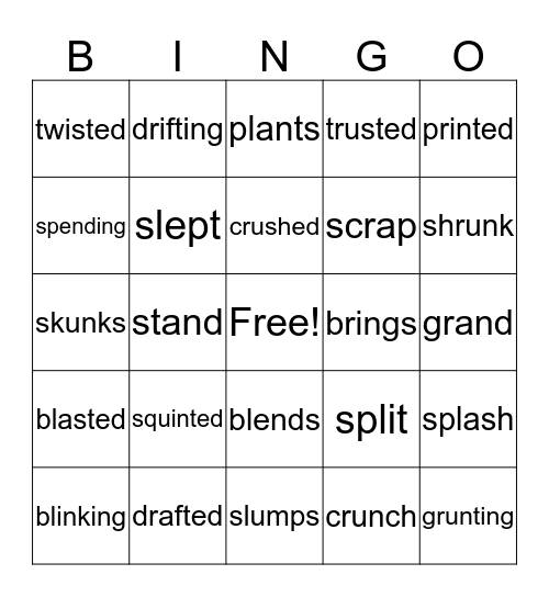 Unit 10 Real Words Bingo Card