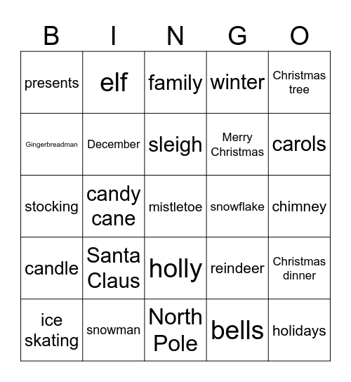 xmas Bingo Card