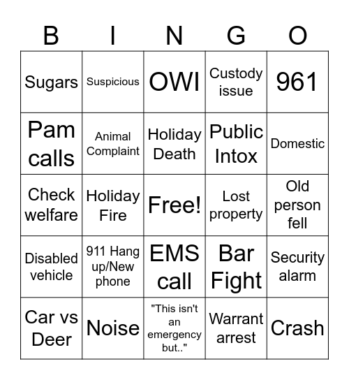 Dispatch Holiday Bingo 2023 Bingo Card