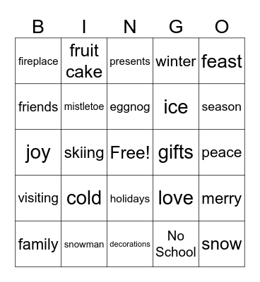 8th Grade Winter Bingo! Bingo Card