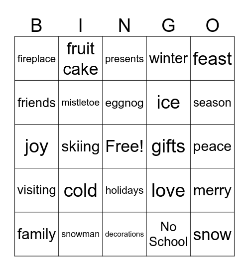 8th Grade Winter Bingo! Bingo Card