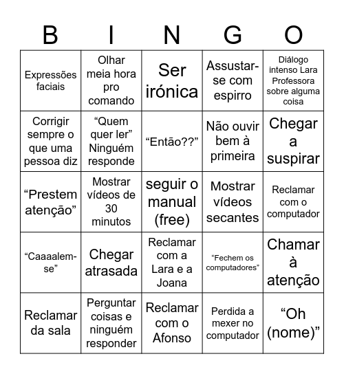 Stora de Português Bingo Card