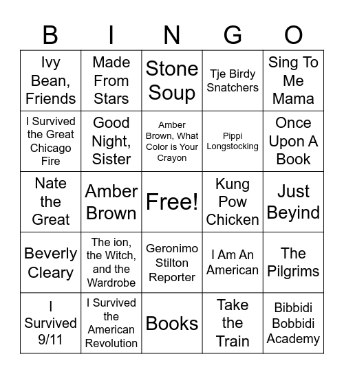 Book Titles Bingo Card