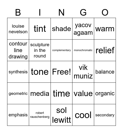 art review bingo Card