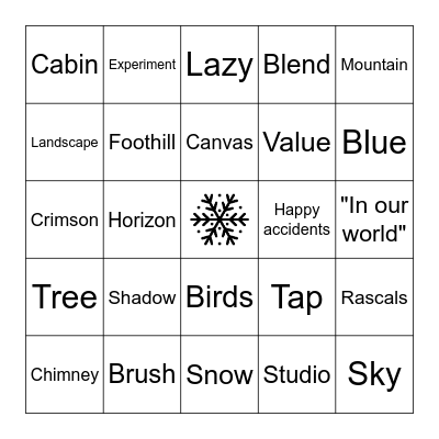 Bob Ross Bingo Card
