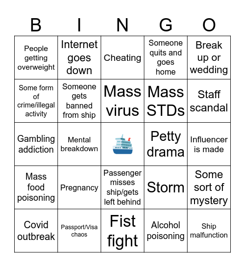 World cruise bingo Card