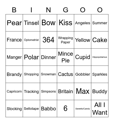 PIC COE Christmas Trivia Bingo Card