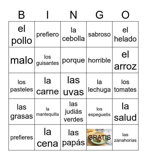la comida c3b Bingo Card