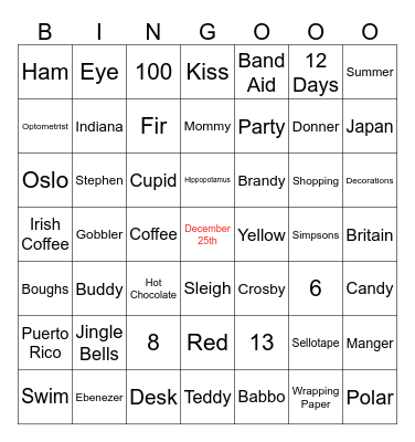 PIC COE Christmas Trivia Bingo Card