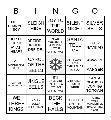 MUSICAL HOLIDAY BINGO Card