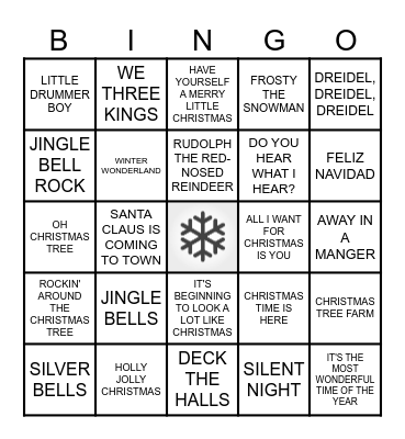 MUSICAL HOLIDAY BINGO Card