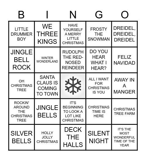 MUSICAL HOLIDAY BINGO Card