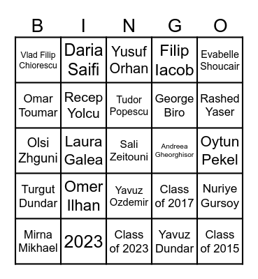 Reunion 2023 Bingo Card