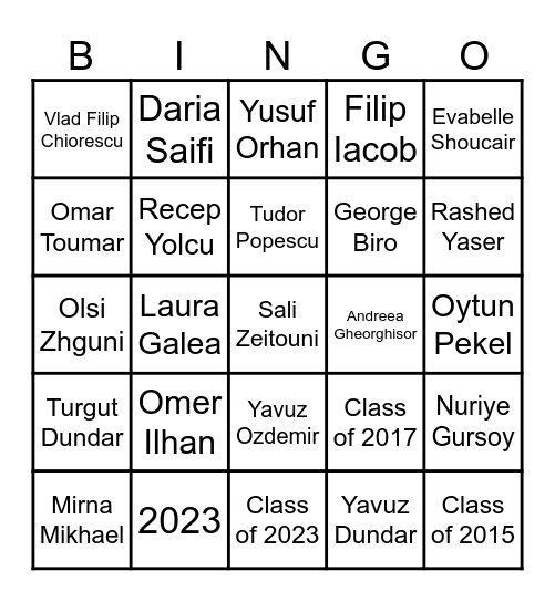 Reunion 2023 Bingo Card