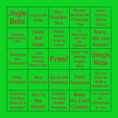 Holiday Songs! Bingo Card