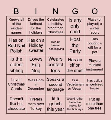 SSS Holiday Bingo Card