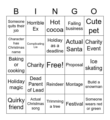 Christmas Movie Bingo Card