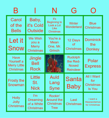 Christmas Carol Bingo Card