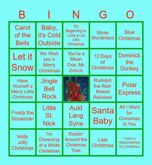 Christmas Carol Bingo Card