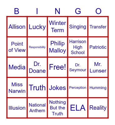 Nothing But the Truth Bingo Card