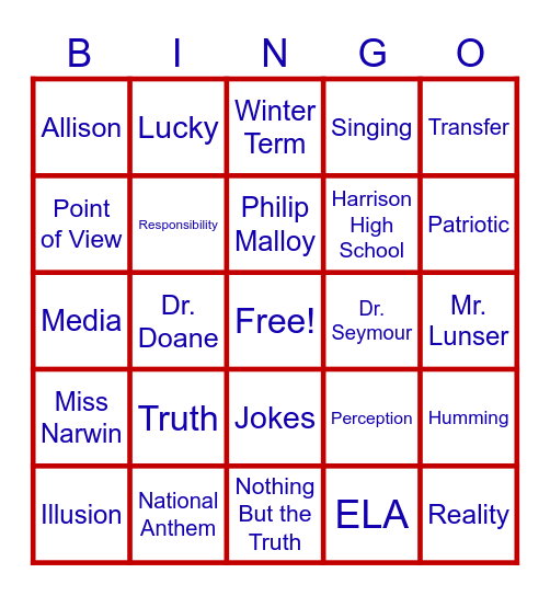 Nothing But the Truth Bingo Card