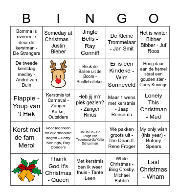 kerstliedjesbingo Card