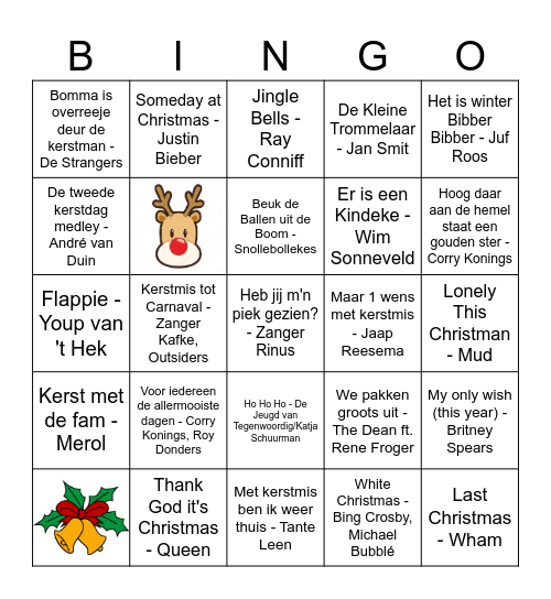 kerstliedjesbingo Card