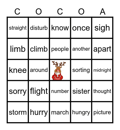 Reindeer Review Bingo Card