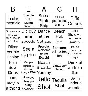 Fort Myers Beach Bingo Card