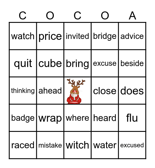 Mrs. Freeman's Reindeer Review Bingo Card