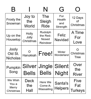 Caroling Bingo Card