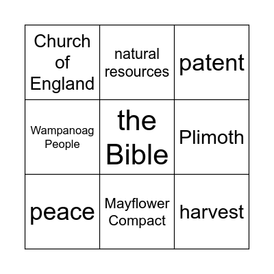 Plimoth Bingo Card