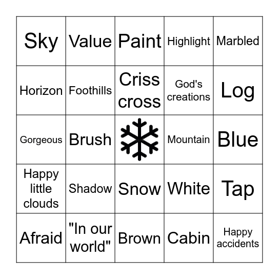 Bob Ross Bingo Card