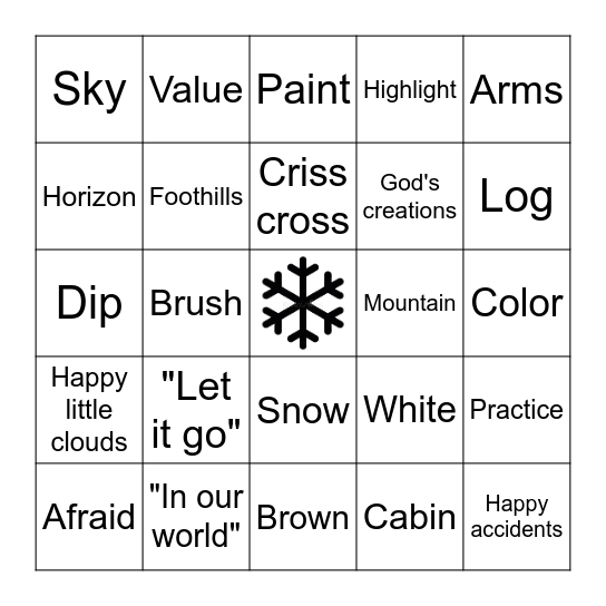 Bob Ross Bingo Card