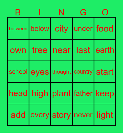 Fry Word Christmas Bingo! Bingo Card