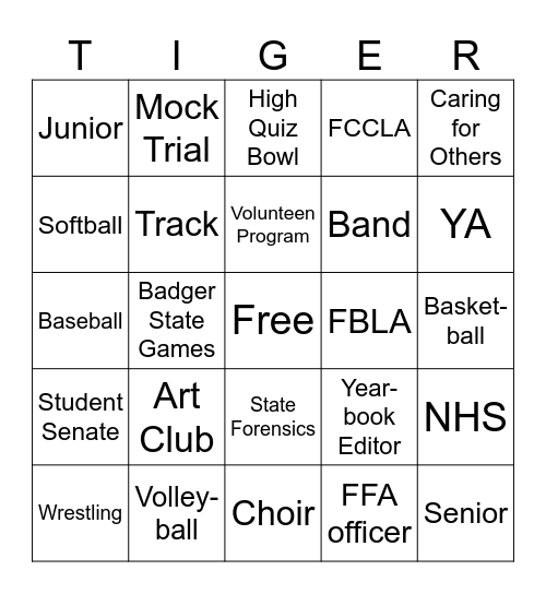 Student of the Month Bingo Card