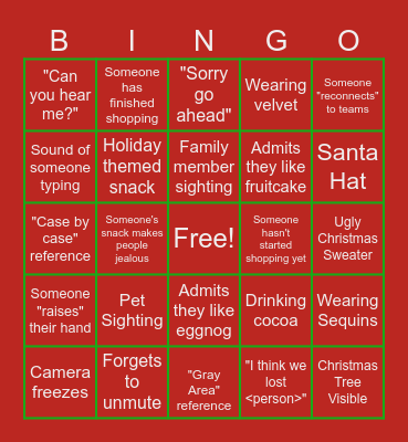 QM Virtual Christmas Party Bingo Card