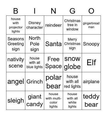 Christmas Lights Scavenger Hunt 2023 Bingo Card