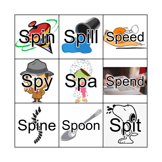 /Sp/ Words Bingo Card