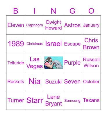 Nia's 35th Birthday Bingo Card