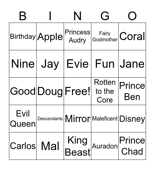 Coral's 9th Birthday  Bingo Card